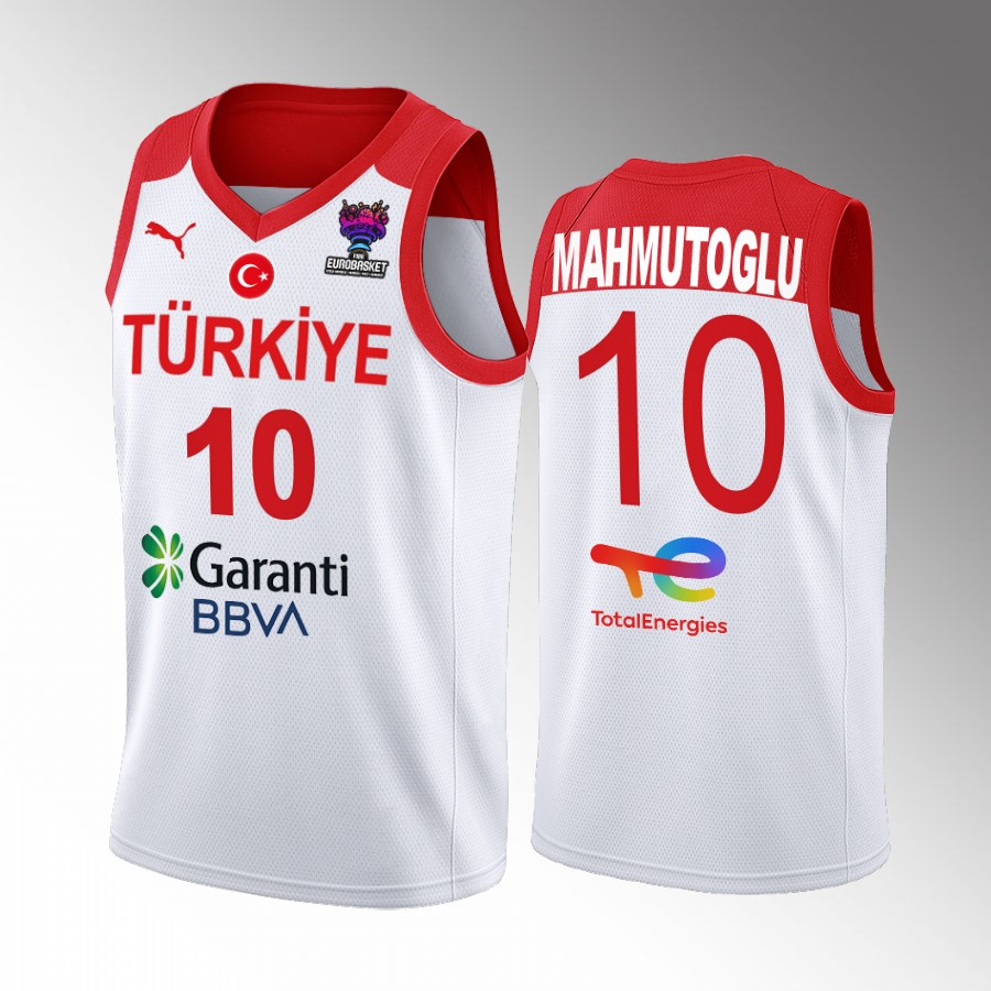 Melih Mahmutoglu Turkey FIBA EuroBasket 2022 White Jersey Home #10