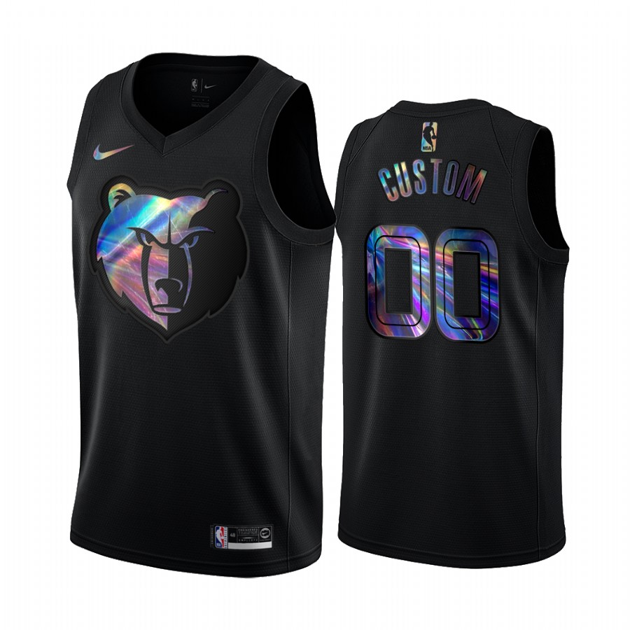 Memphis Grizzlies Custom #00 Jersey Iridescent HWC Collection Black 2021 Limited