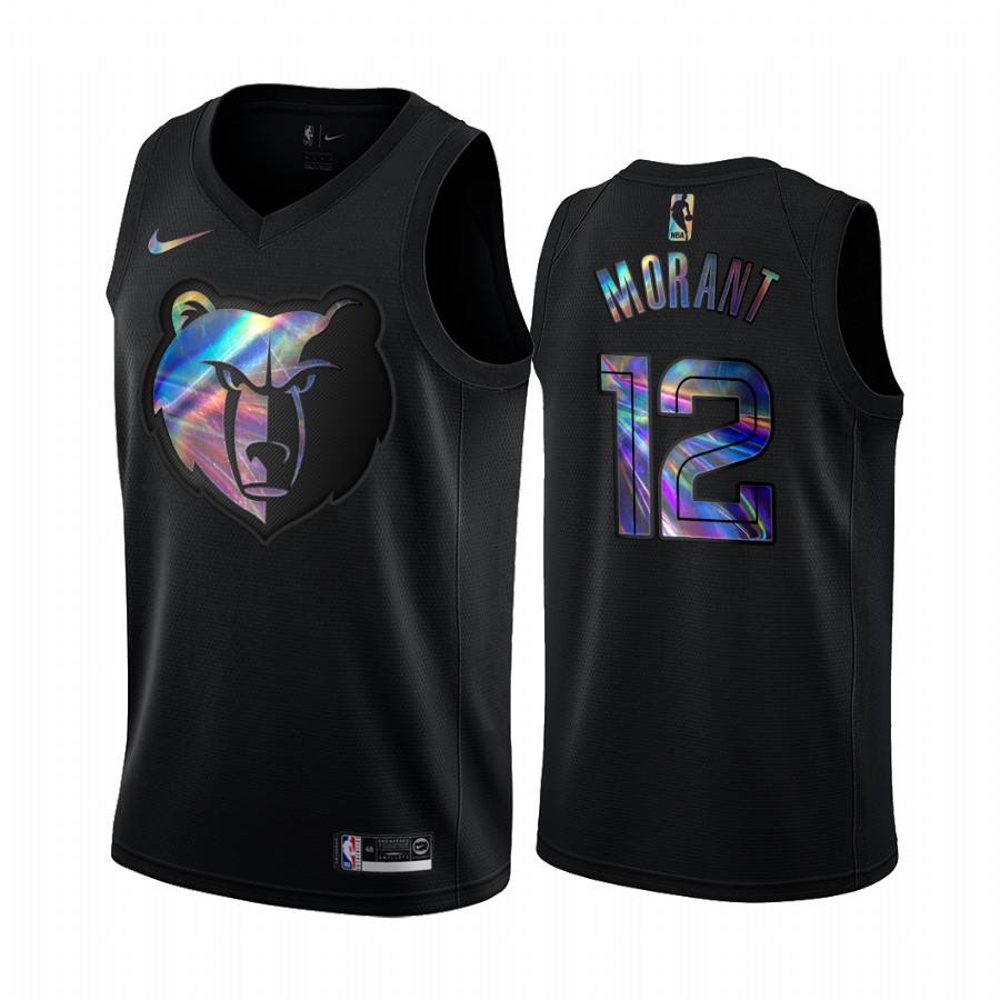 Memphis Grizzlies Ja Morant #12 Jersey Iridescent HWC Collection Black 2021 Limited