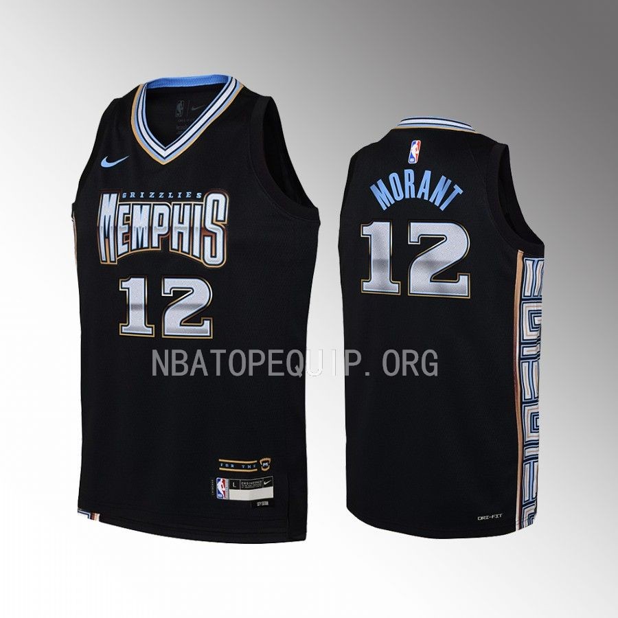 Memphis Grizzlies Ja Morant City Edition Black Youth Jersey Swingman #12
