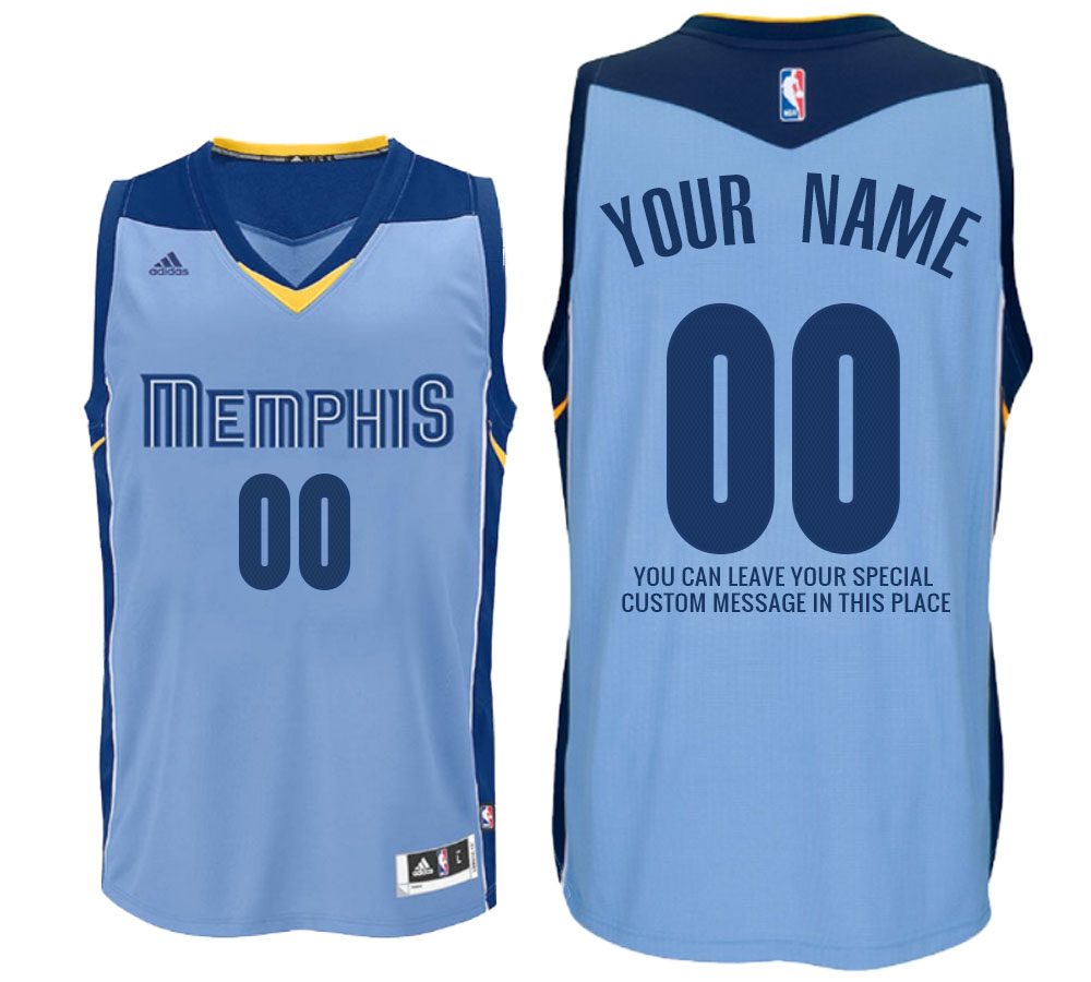 Memphis Grizzlies Mens Memphis Grizzlies Alternate Light Blue Custom Message Jersey