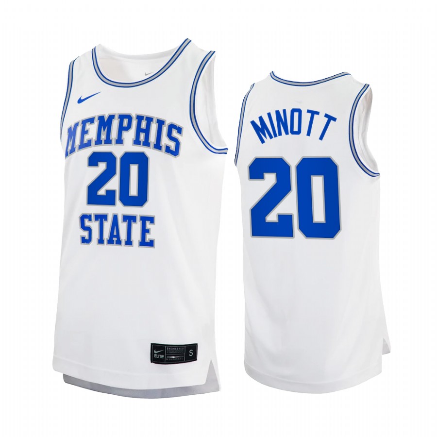 Memphis Tigers Josh Minott Jersey 2022 Retro White College  Uniform