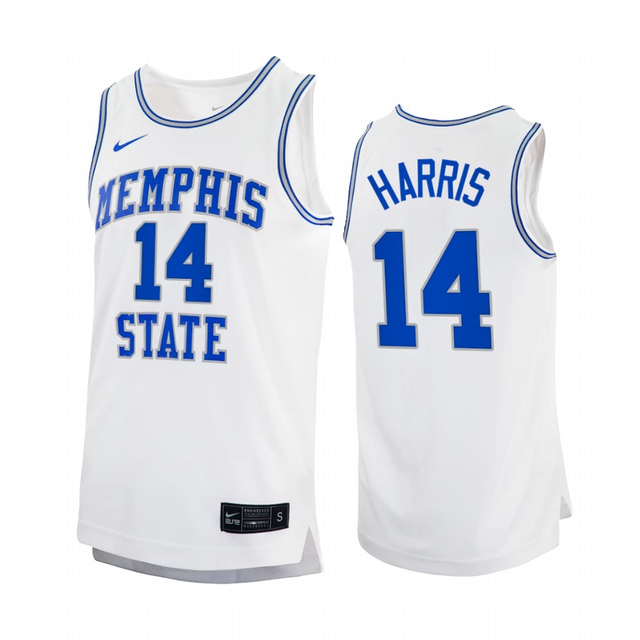 Memphis Tigers Tyler Harris Jersey 2022 Retro White College  Uniform