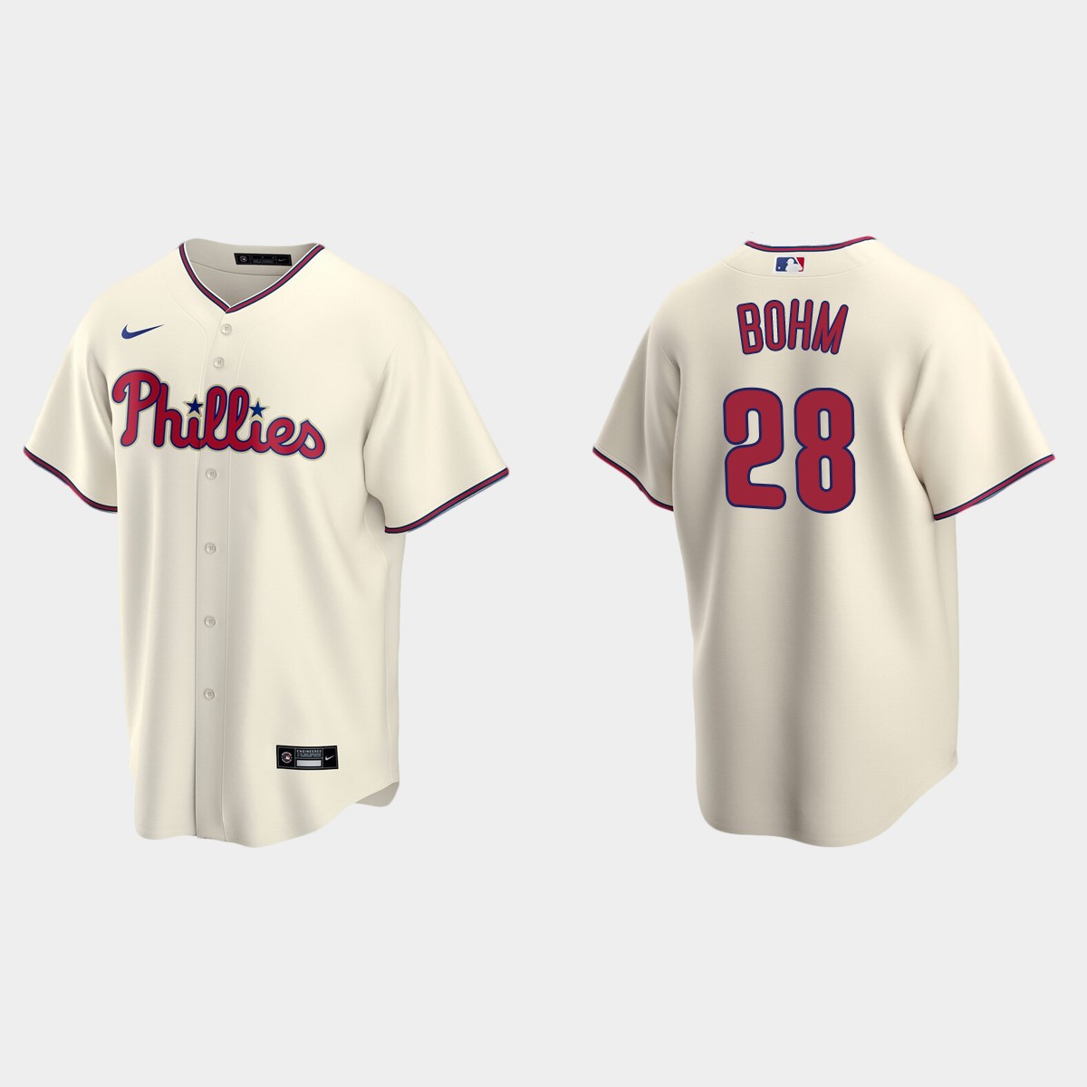 Men's #28 Alec Bohm Philadelphia Phillies 2020 Alternate Jersey - Cream