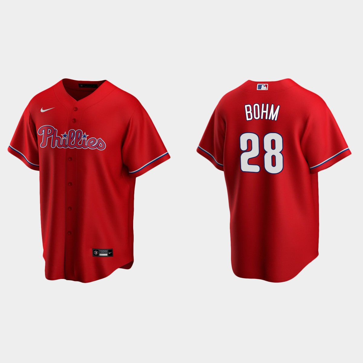 Men's #28 Alec Bohm Philadelphia Phillies 2020 Alternate Team Jersey - Red