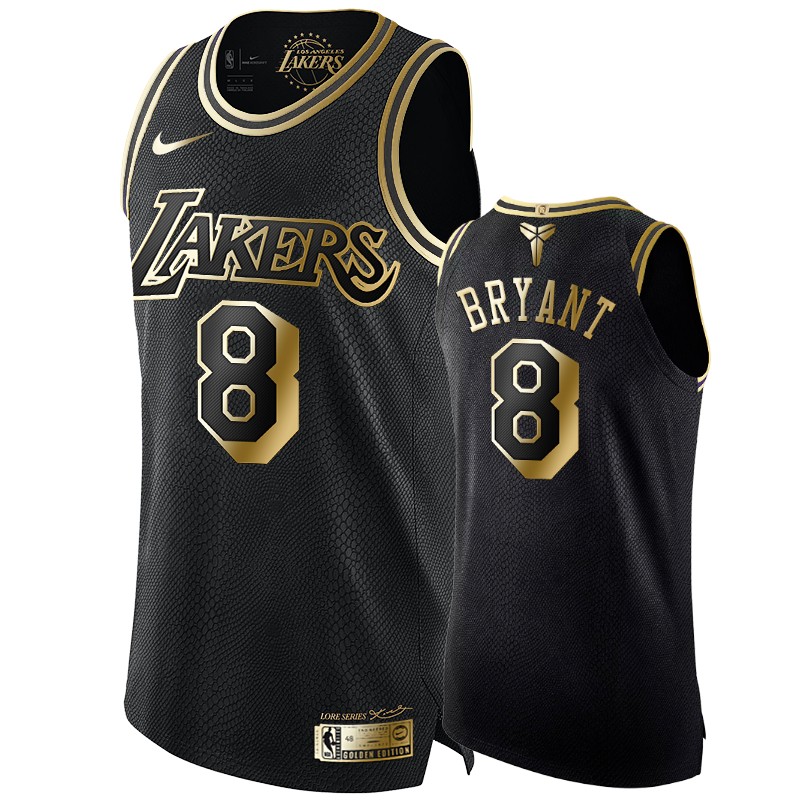 Men's #8 Kobe Bryant Los Angeles Lakers Black Gold The Black Mamba Jersey