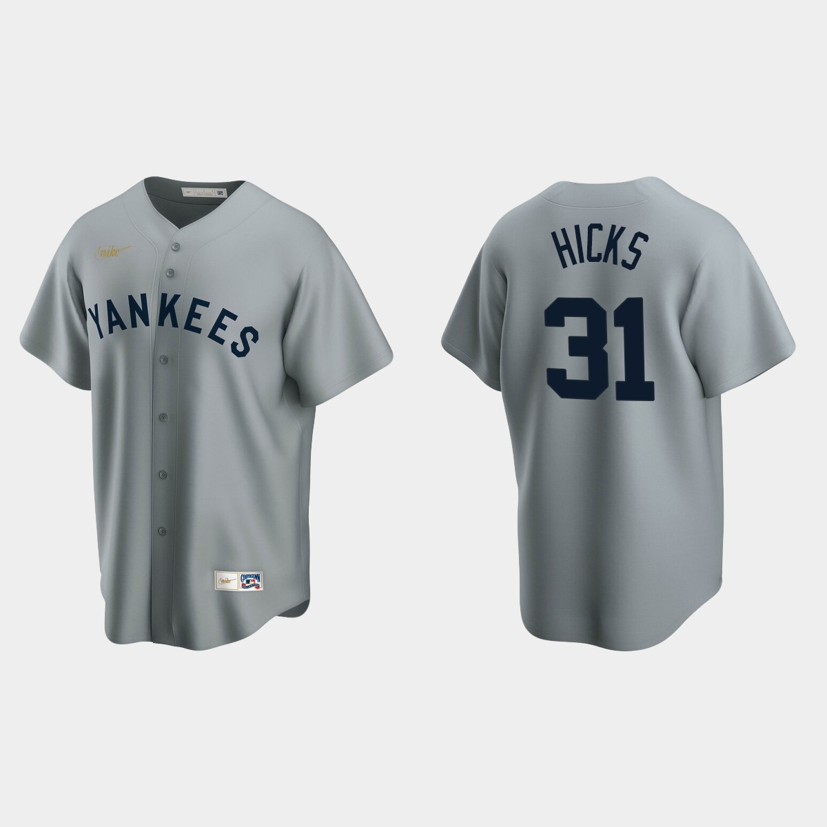 Men's Aaron Hicks #31 New York Yankees Cooperstown Collection Road Jersey - Gray