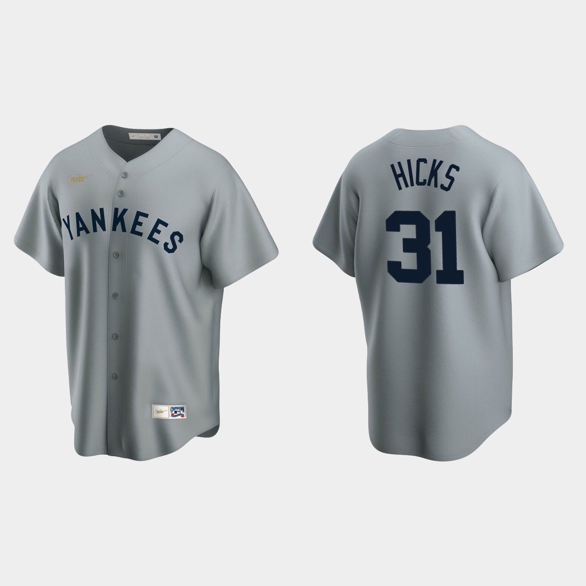 Men's Aaron Hicks New York Yankees Cooperstown Collection Road Jersey - Gray