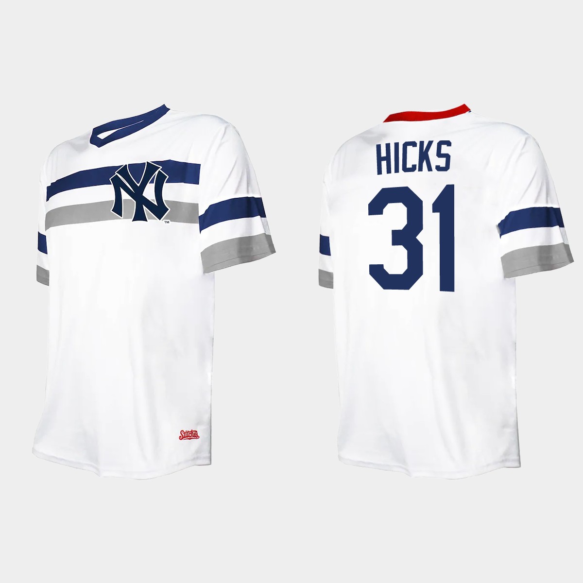 Men's Aaron Hicks New York Yankees Cooperstown Collection V-Neck Jersey - White