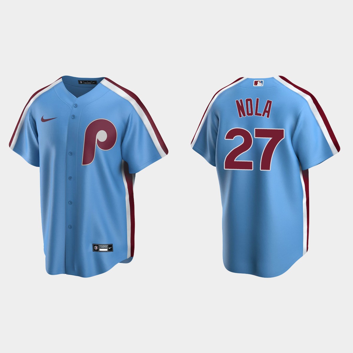 Men's Aaron Nola #27 Philadelphia Phillies Cooperstown Collection Road Jersey - Light Blue