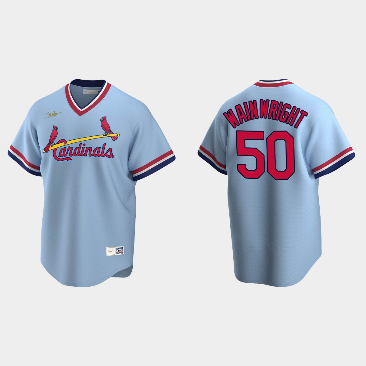 Men's Adam Wainwright St. Louis Cardinals Cooperstown Collection Road Jersey - Light Blue