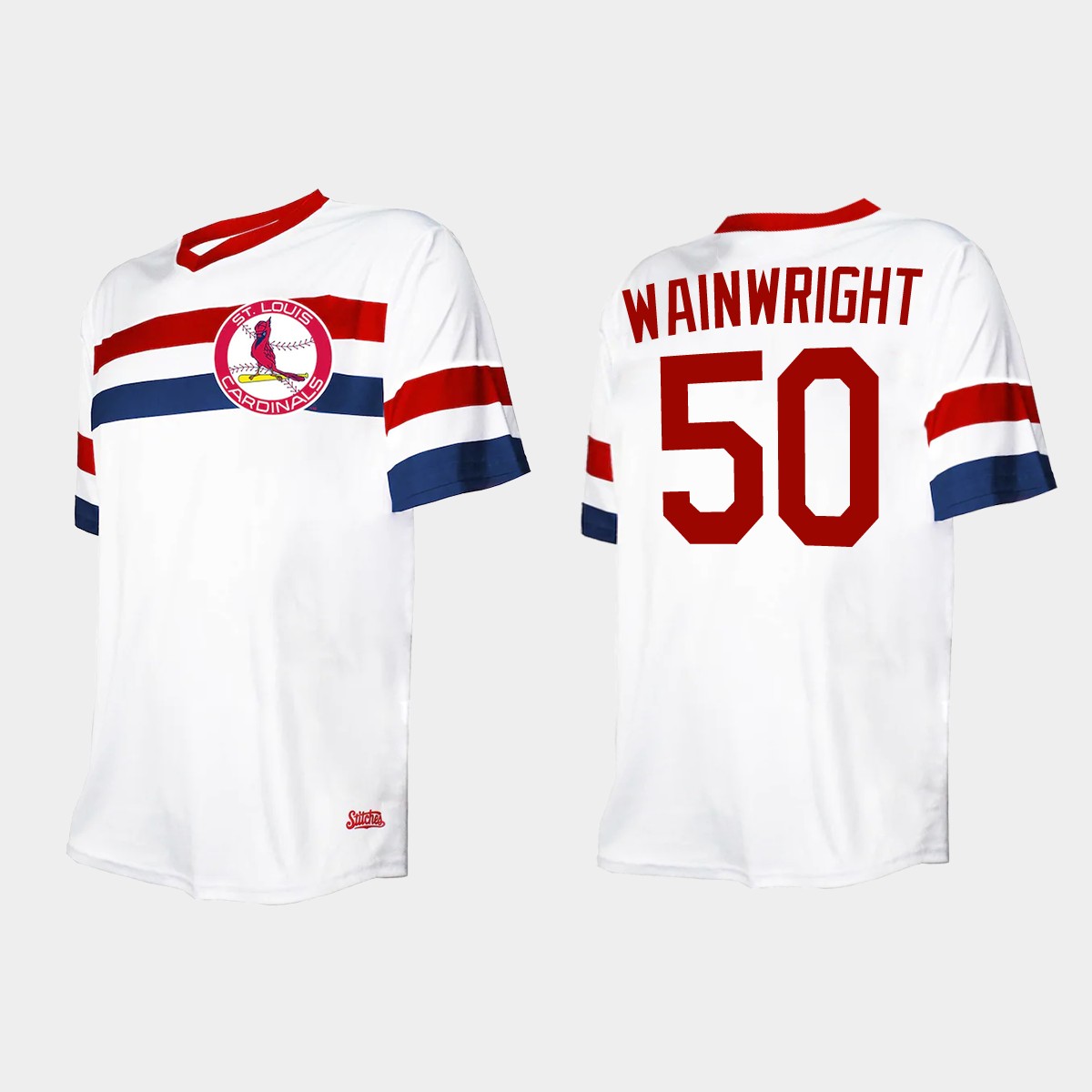 Men's Adam Wainwright St. Louis Cardinals Cooperstown Collection V-Neck Jersey - White