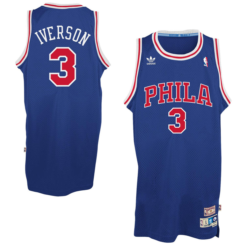 Men's Allen Iverson Philadelphia 76ers Blue Hardwood Classics Swingman Jersey