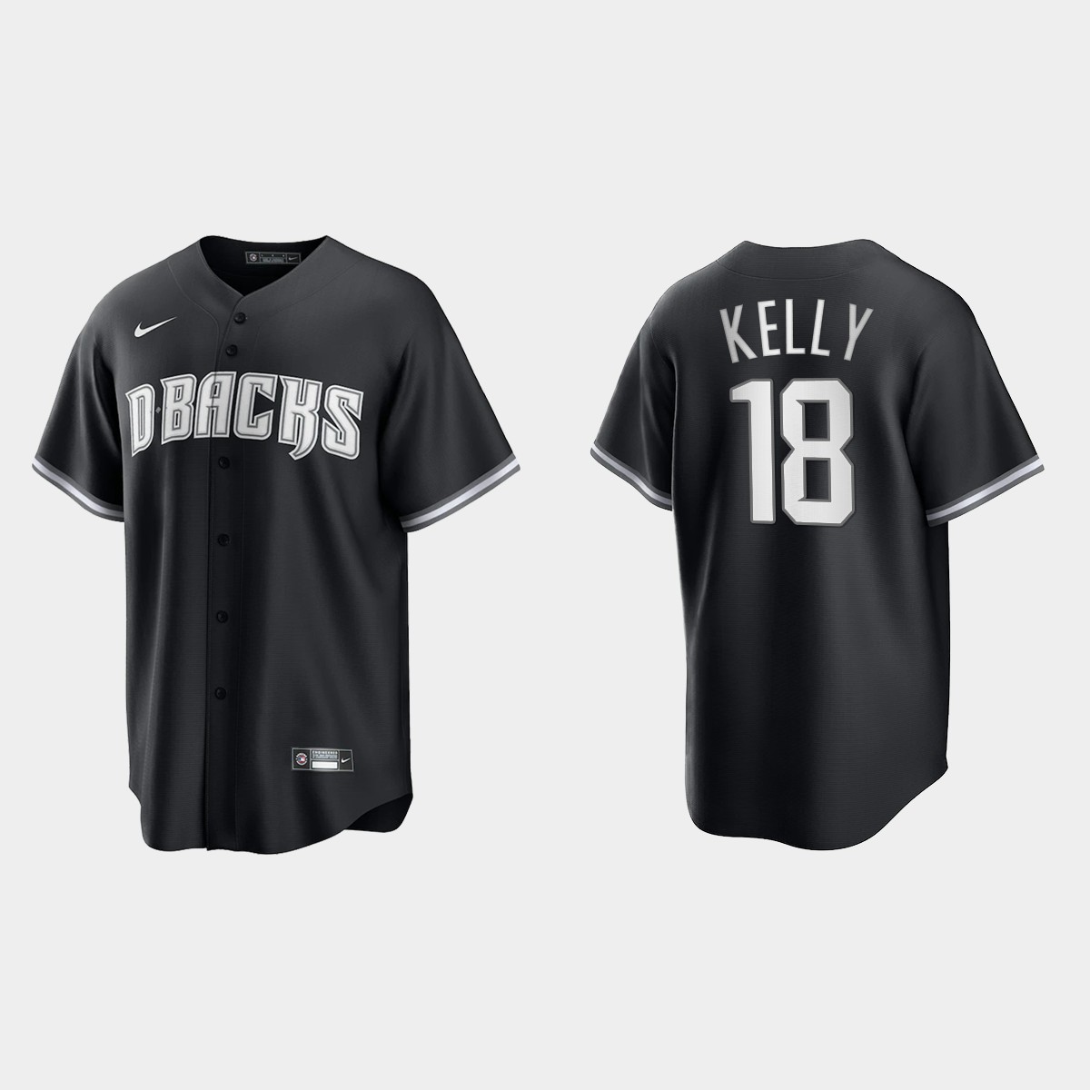 Men's Arizona Diamondbacks Carson Kelly Black White 2021 All Black Fashion Jersey