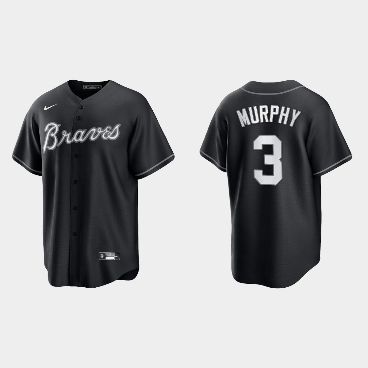 Men's Atlanta Braves Dale Murphy Black White 2021 All Black Fashion Jersey