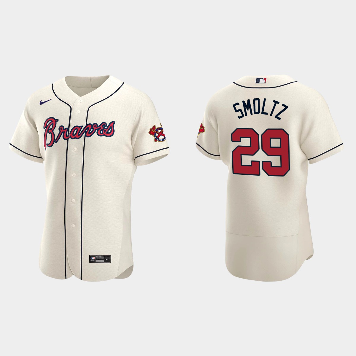 Men's Atlanta Braves John Smoltz 2020 Alternate Jersey - Cream