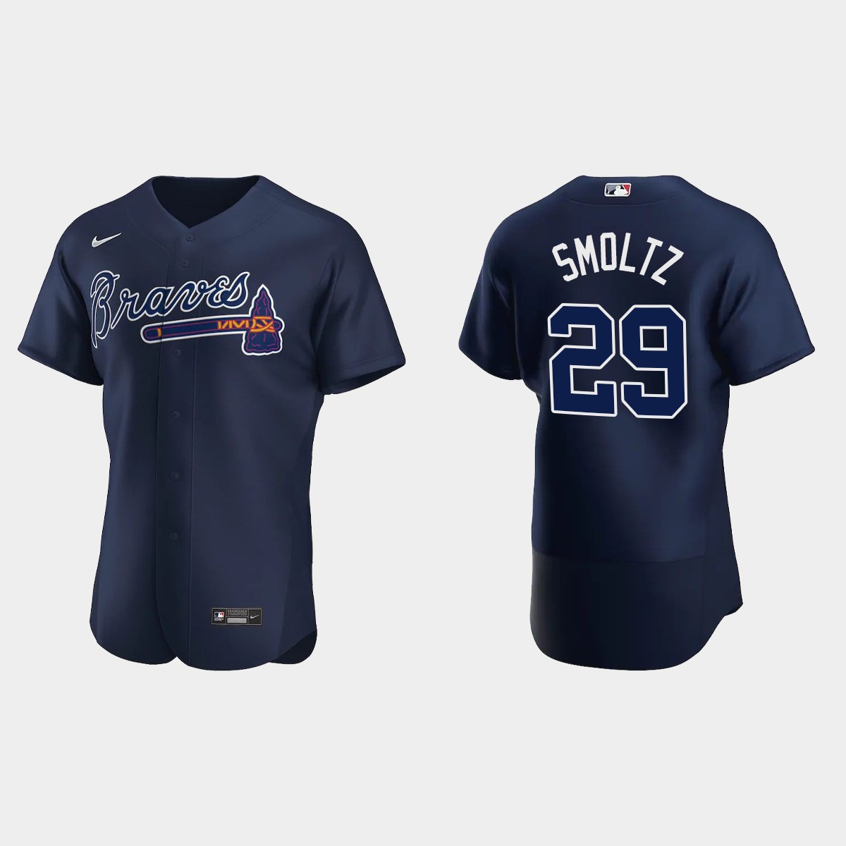 Men's Atlanta Braves John Smoltz 2020 Alternate Player Jersey - Navy