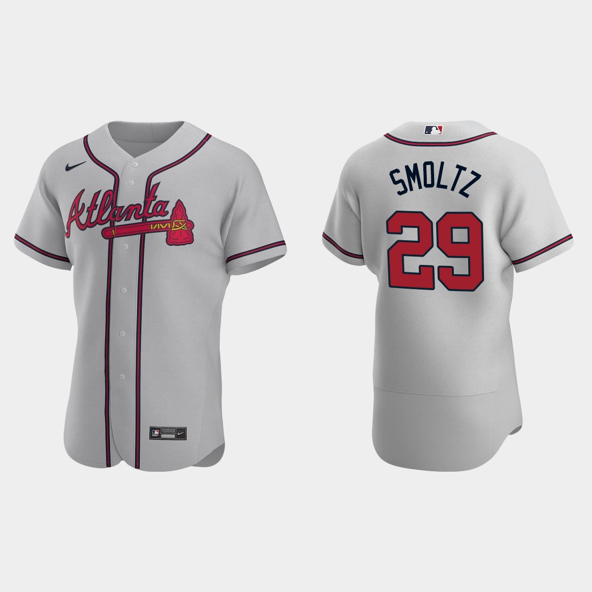 Men's Atlanta Braves John Smoltz 2020 Road Jersey - Gray