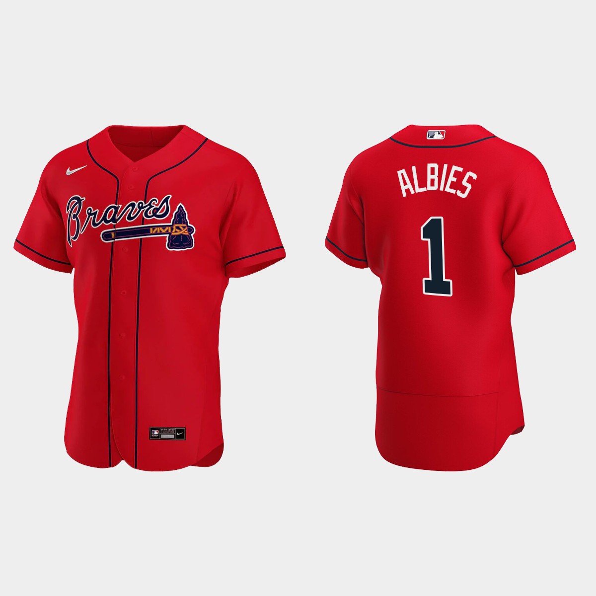 Men's Atlanta Braves Ozzie Albies 2020 Alternate Jersey - Red