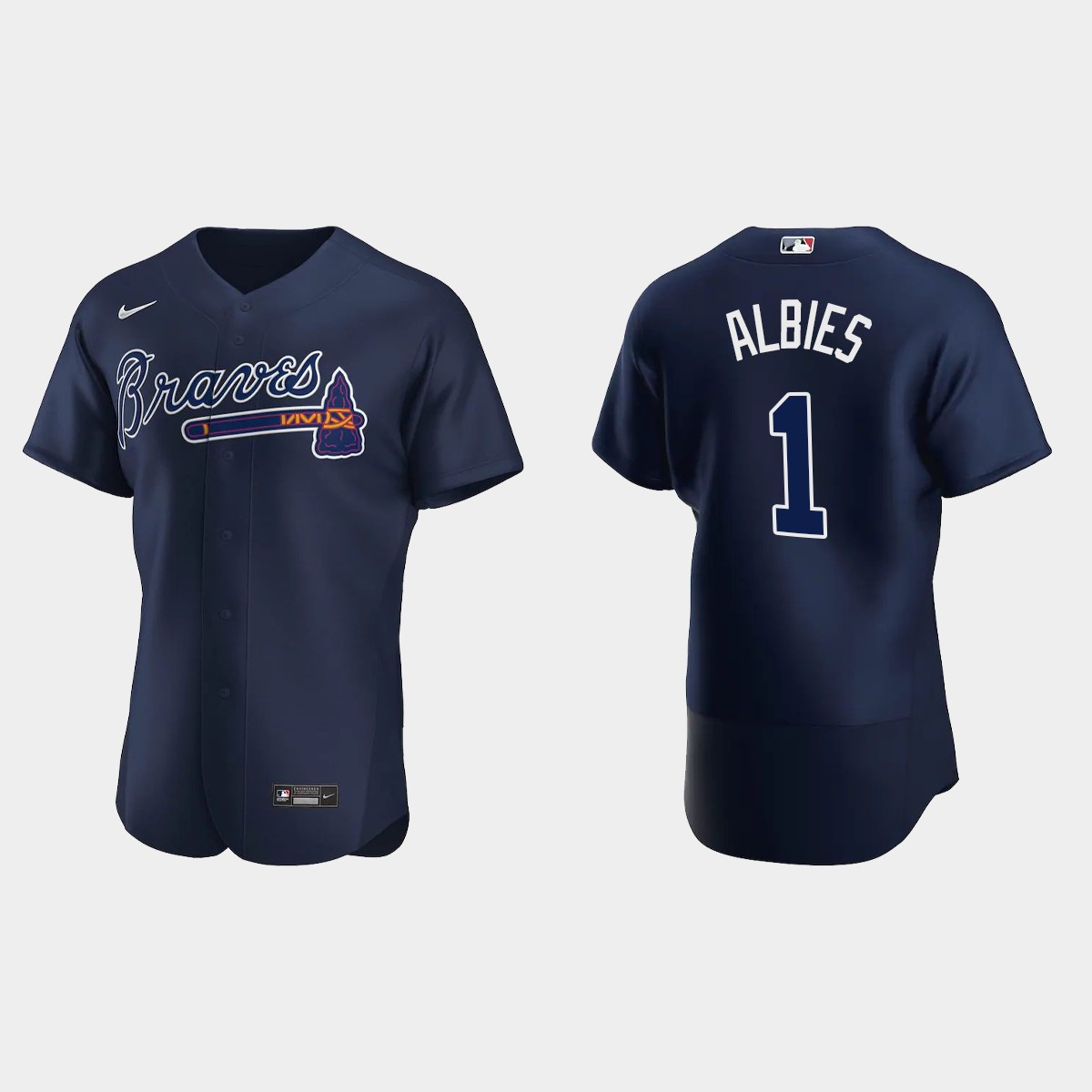 Men's Atlanta Braves Ozzie Albies 2020 Alternate Player Jersey - Navy