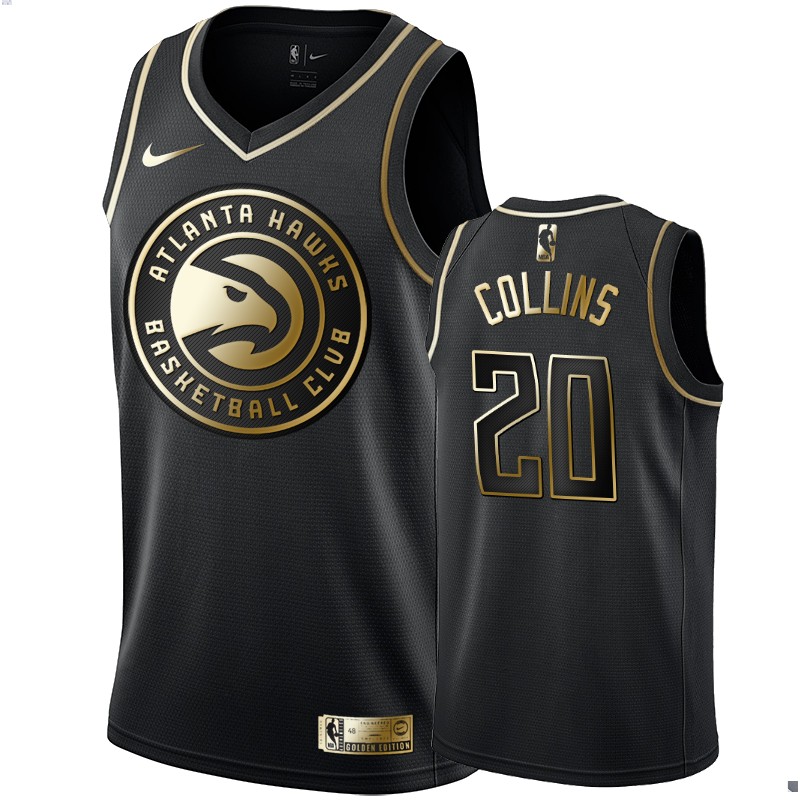 Men's Atlanta Hawks John Collins Black #20 Golden Edition Swingman Jersey