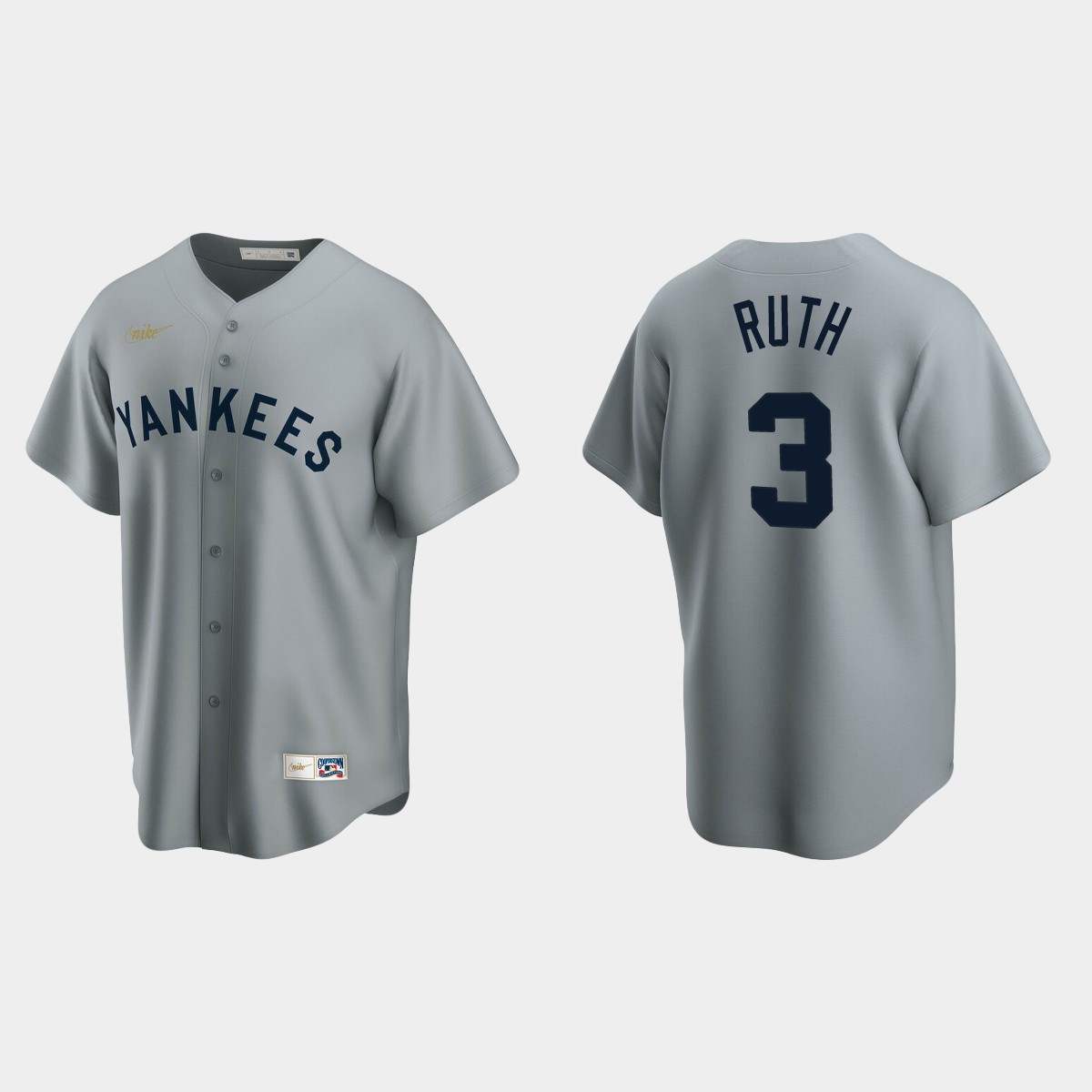 Men's Babe Ruth New York Yankees Cooperstown Collection Road Jersey - Gray