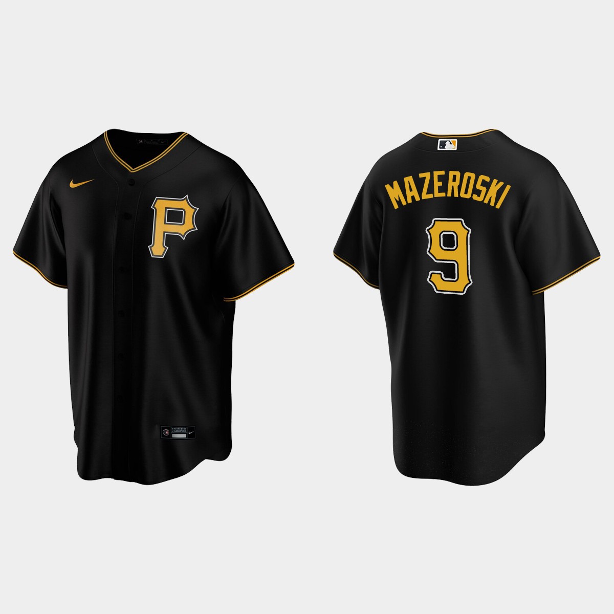 Men's Bill Mazeroski #9 Pittsburgh Pirates Alternate Jersey - Black