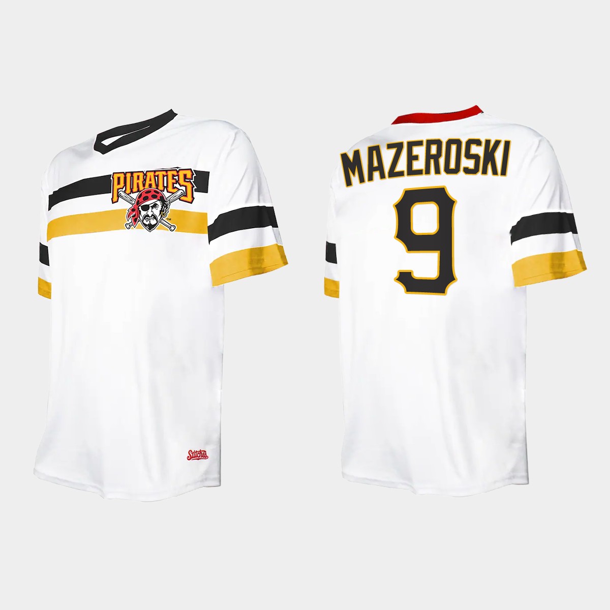 Men's Bill Mazeroski Pittsburgh Pirates Cooperstown Collection V-Neck Jersey - White