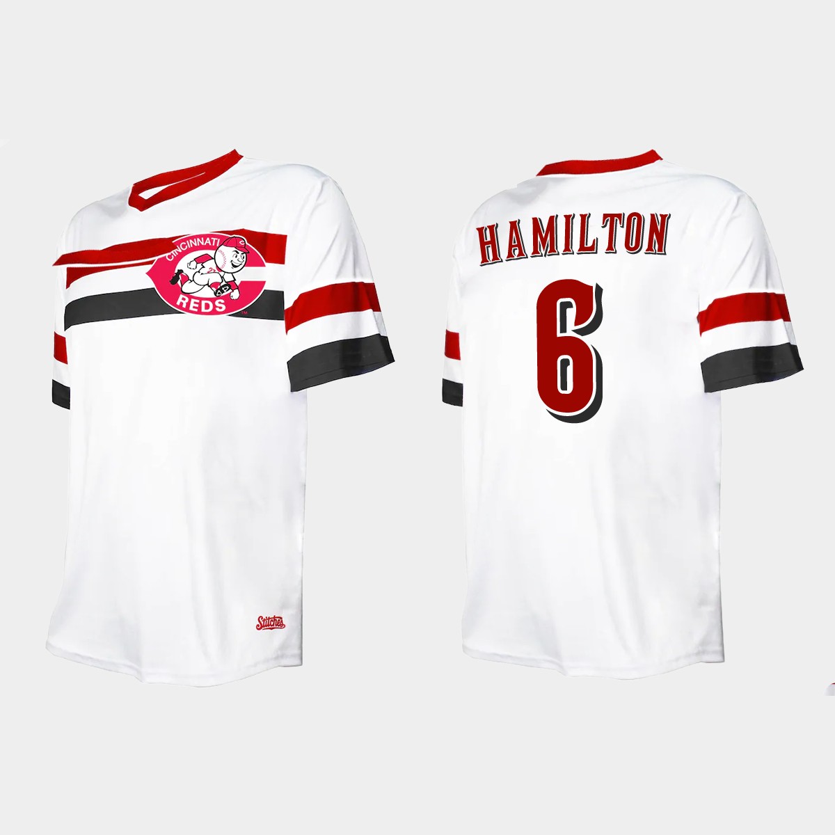 Men's Billy Hamilton Cincinnati Reds Cooperstown Collection V-Neck Jersey - White