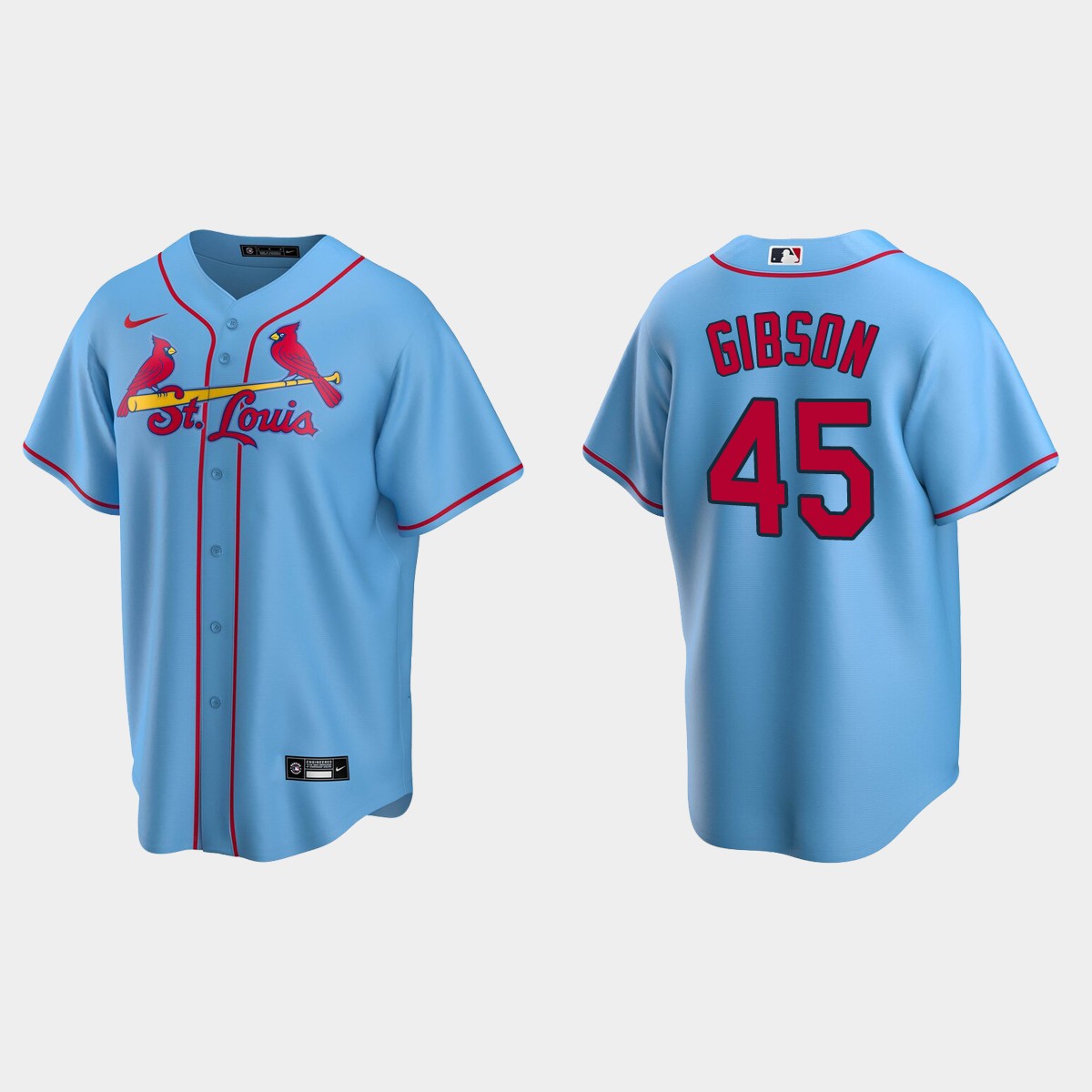 Men's Bob Gibson #45 St. Louis Cardinals Alternate Jersey - Light Blue