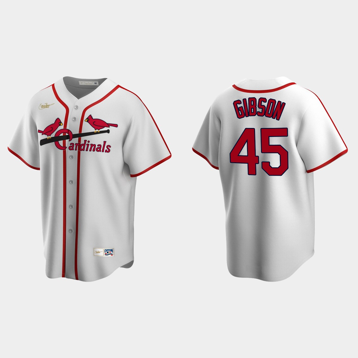 Men's Bob Gibson #45 St. Louis Cardinals Cooperstown Collection Home Jersey - White