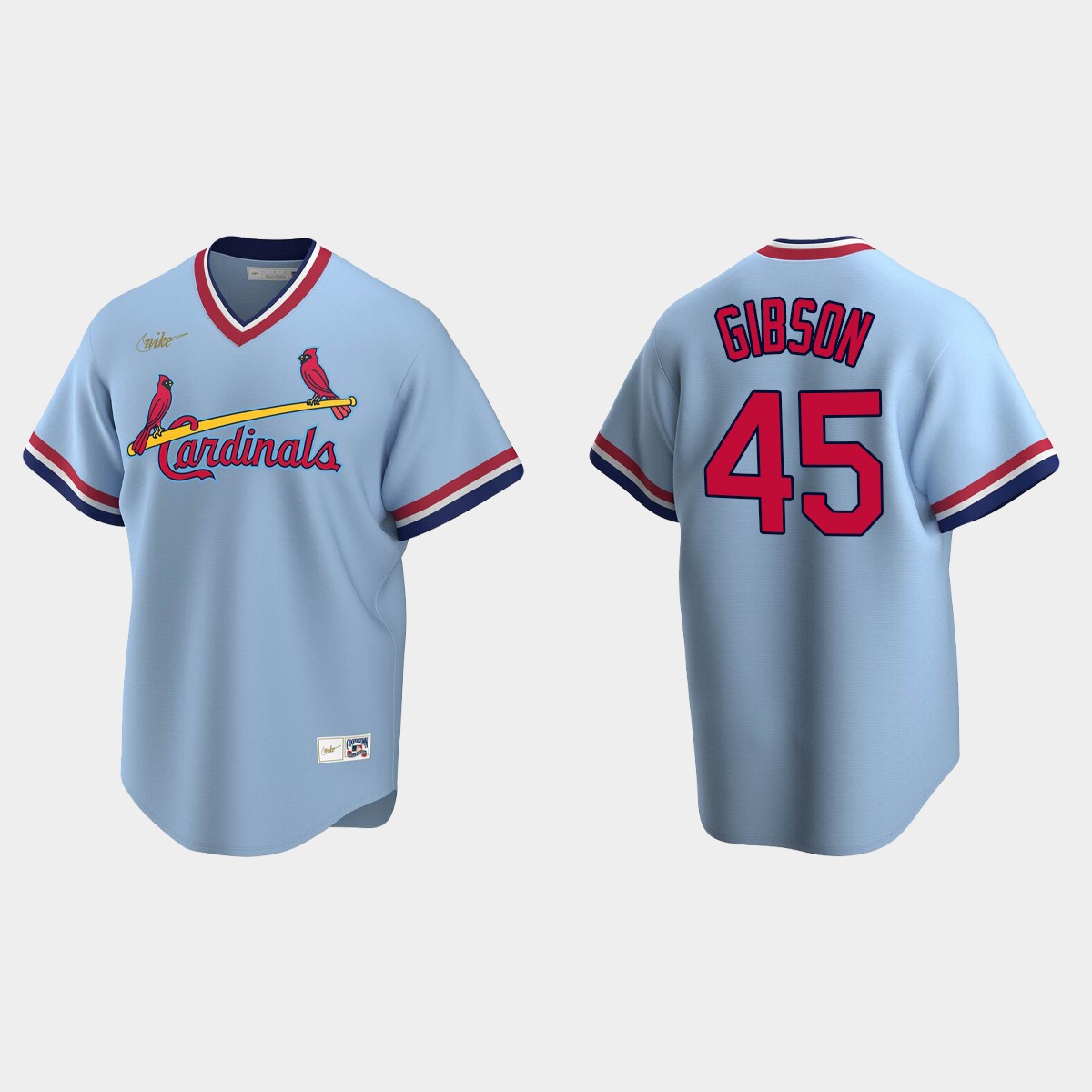 Men's Bob Gibson #45 St. Louis Cardinals Cooperstown Collection Road Jersey - Light Blue
