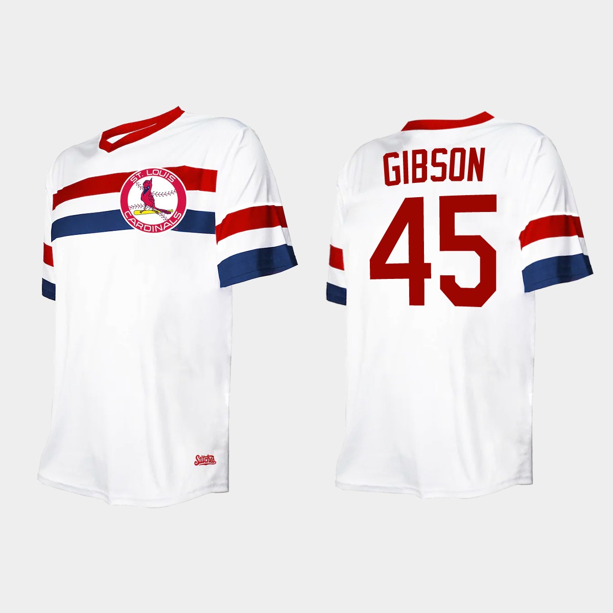 Men's Bob Gibson St. Louis Cardinals Cooperstown Collection V-Neck Jersey - White