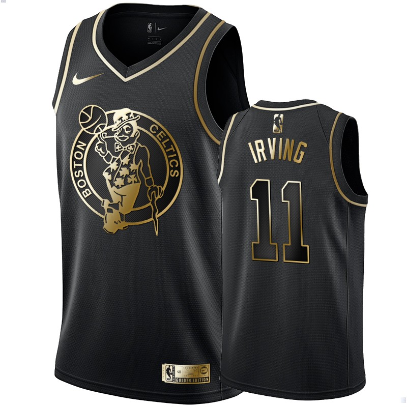 Men's Boston Celtics Kyrie Irving Black #11 Golden Edition Swingman Jersey