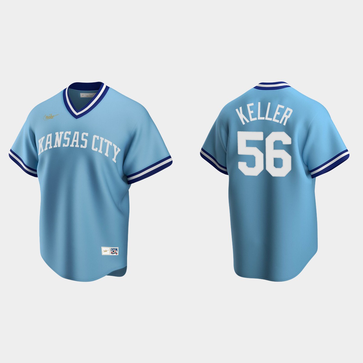 Men's Brad Keller Kansas City Royals Cooperstown Collection Road Jersey - Light Blue