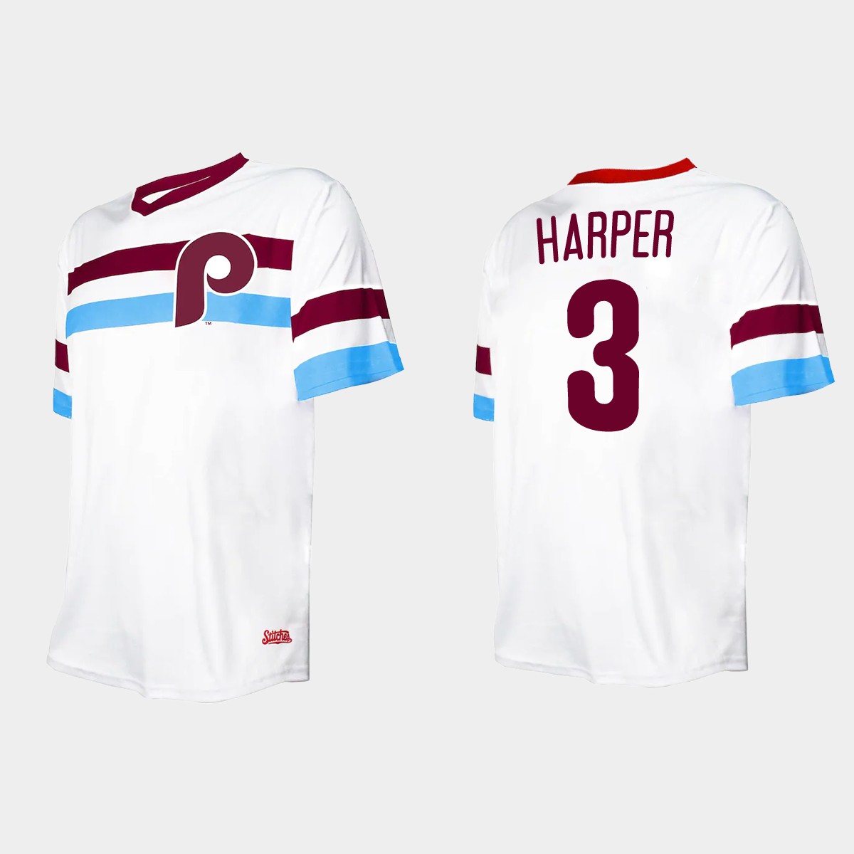 Men's Bryce Harper Philadelphia Phillies Cooperstown Collection V-Neck Jersey - White