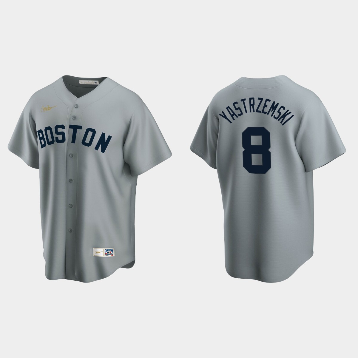 Men's Carl Yastrzemski #8 Boston Red Sox Cooperstown Collection Road Jersey - Gray