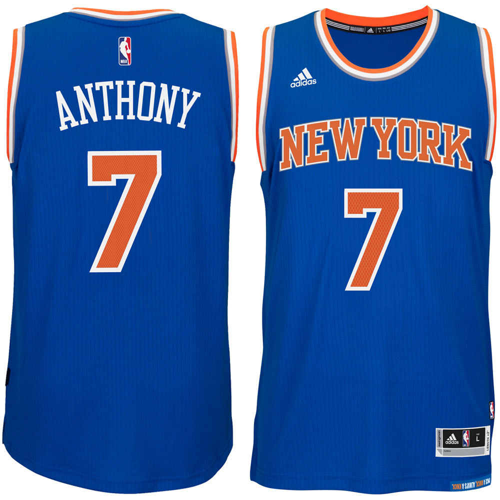 Men's Carmelo Anthony New York Knicks Blue Hardwood Classics Swingman Jersey