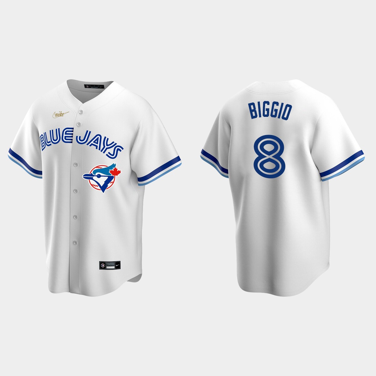 Men's Cavan Biggio #8 Toronto Blue Jays Cooperstown Collection Home Jersey - White