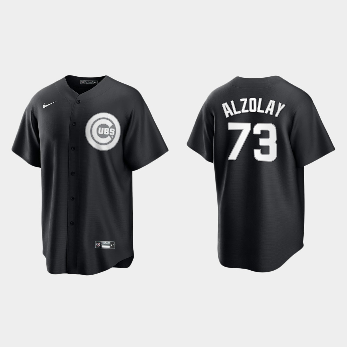 Men's Chicago Cubs Adbert Alzolay Black White 2021 All Black Fashion Jersey