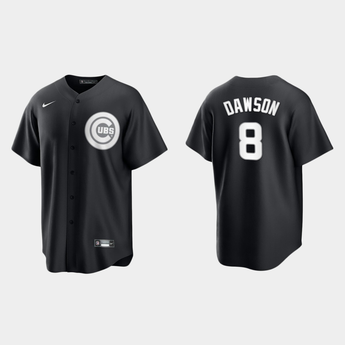 Men's Chicago Cubs Andre Dawson Black White 2021 All Black Fashion Jersey
