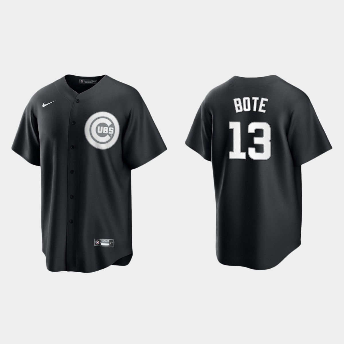 Men's Chicago Cubs David Bote Black White 2021 All Black Fashion Jersey