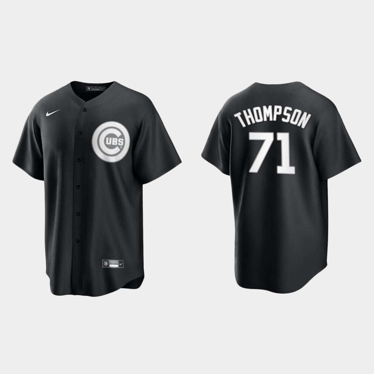Men's Chicago Cubs Keegan Thompson Black White 2021 All Black Fashion Jersey