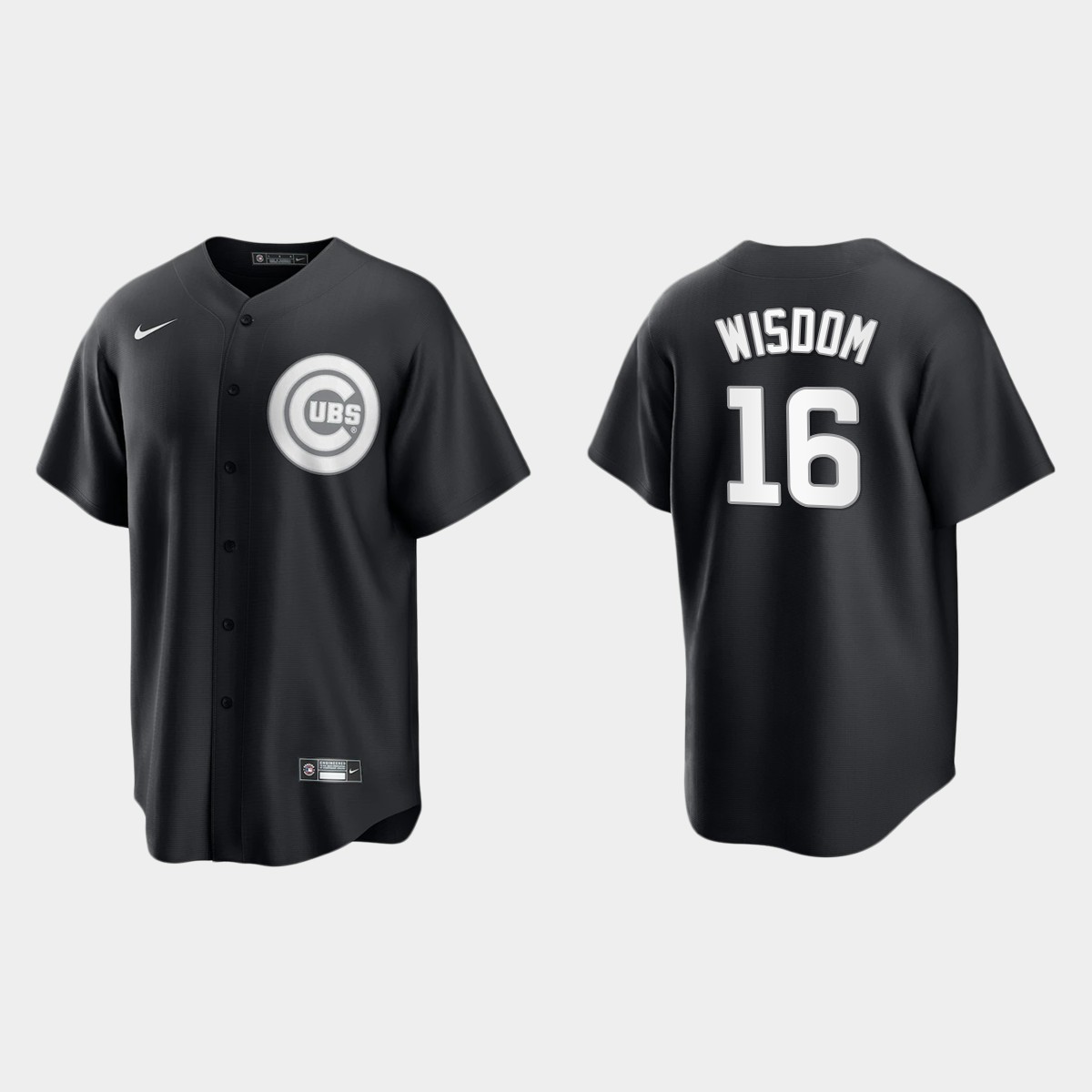 Men's Chicago Cubs Patrick Wisdom Black White 2021 All Black Fashion Jersey