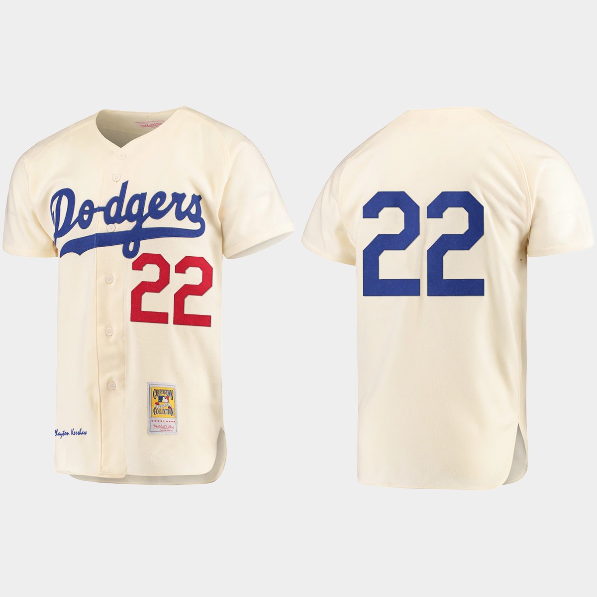 Men's Clayton Kershaw Brooklyn Dodgers Cooperstown Collection Jersey - Cream