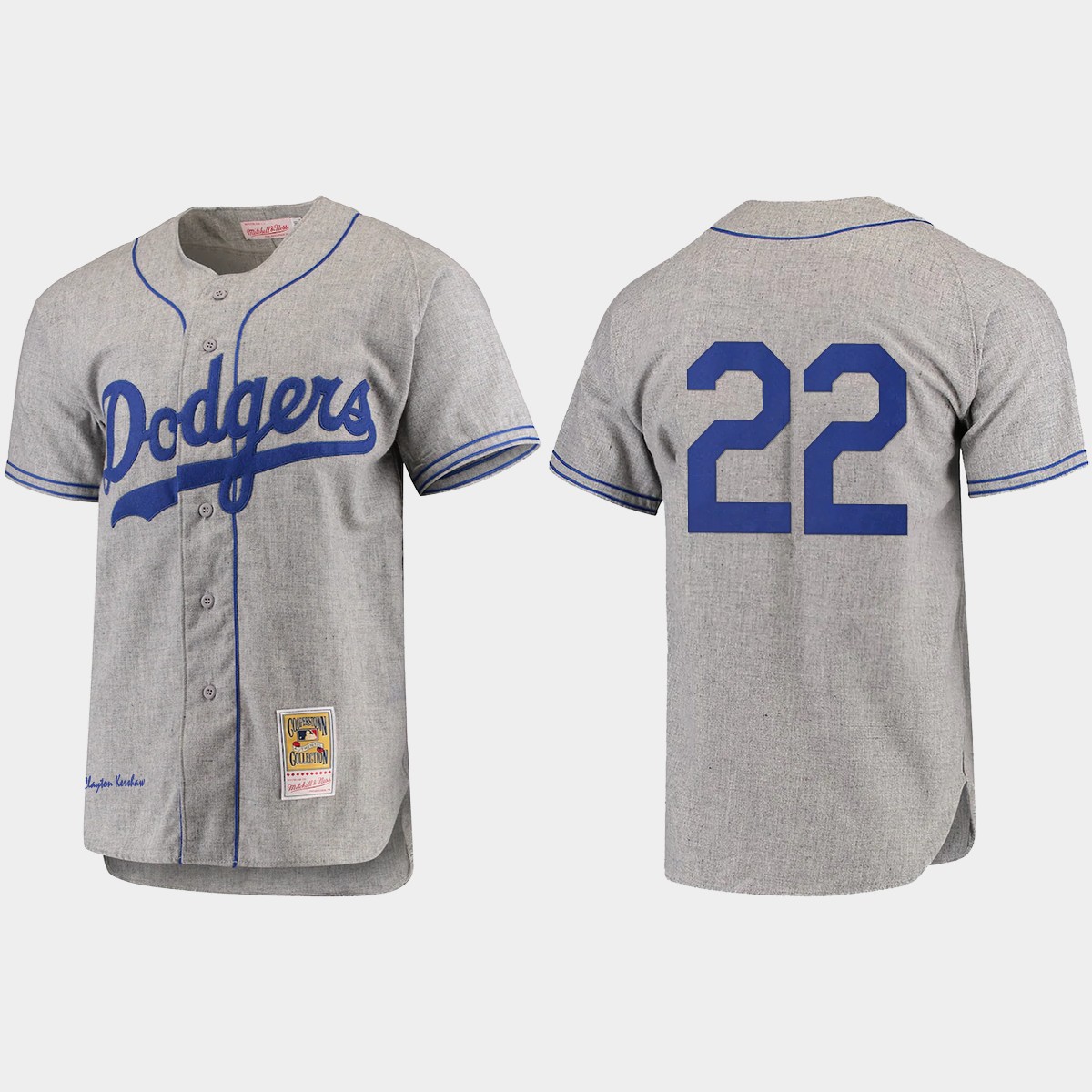 Men's Clayton Kershaw Brooklyn Dodgers Cooperstown Collection Jersey - Gray