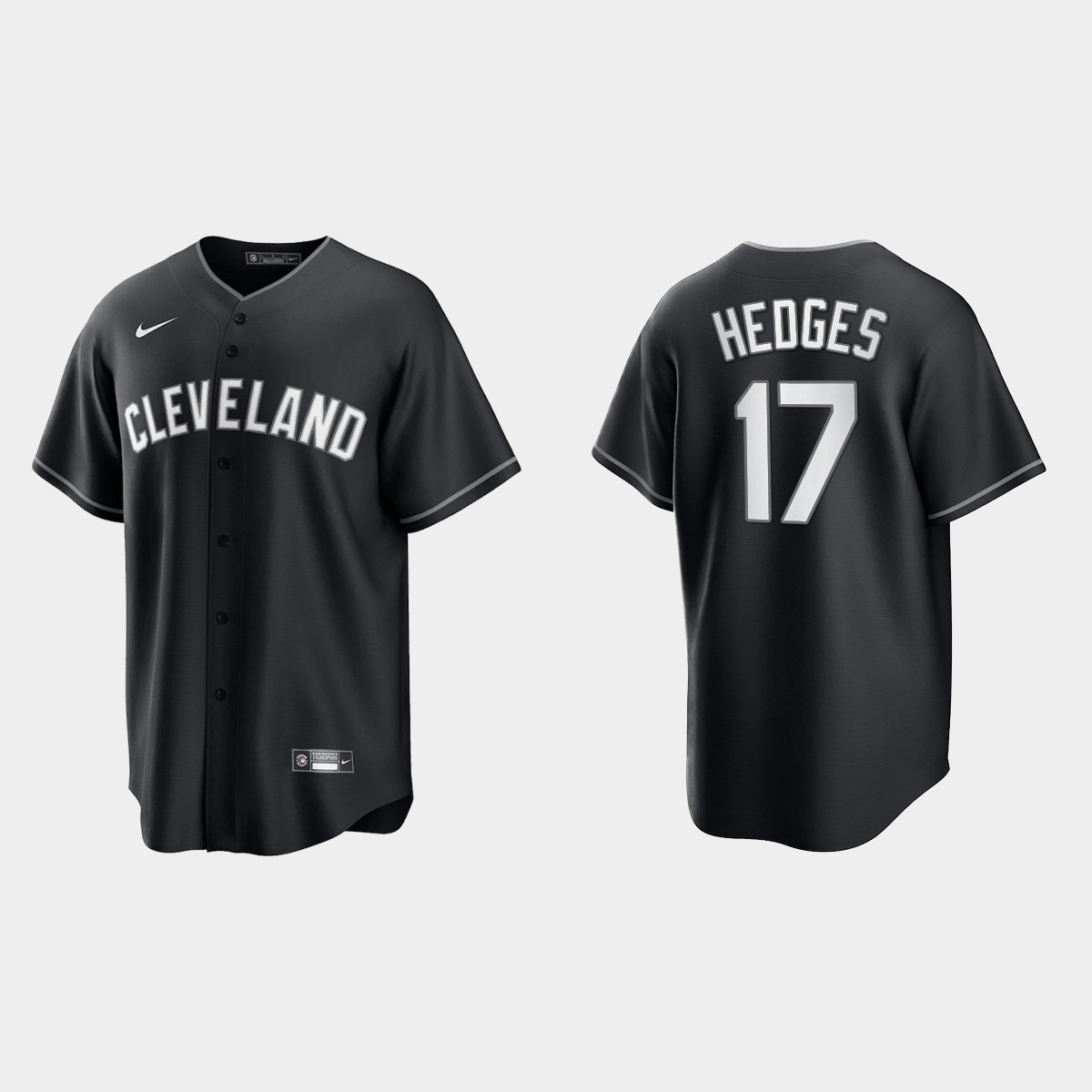 Men's Cleveland Indians Austin Hedges Black White 2021 All Black Fashion Jersey