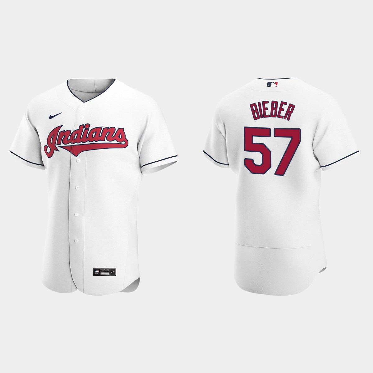 Men's Cleveland Indians Shane Bieber 2020 Home Jersey - White