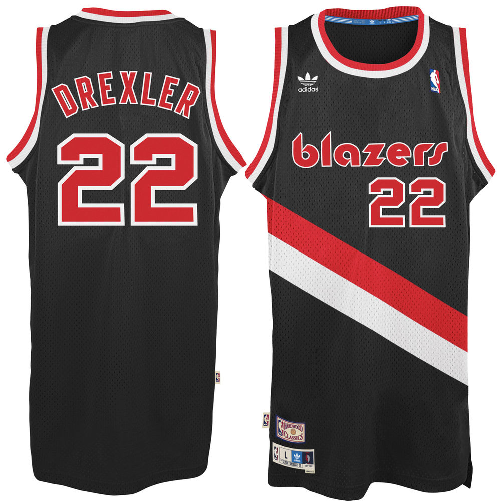 Men's Clyde Drexler Portland Trail Blazers Black Hardwood Classics Swingman Jersey