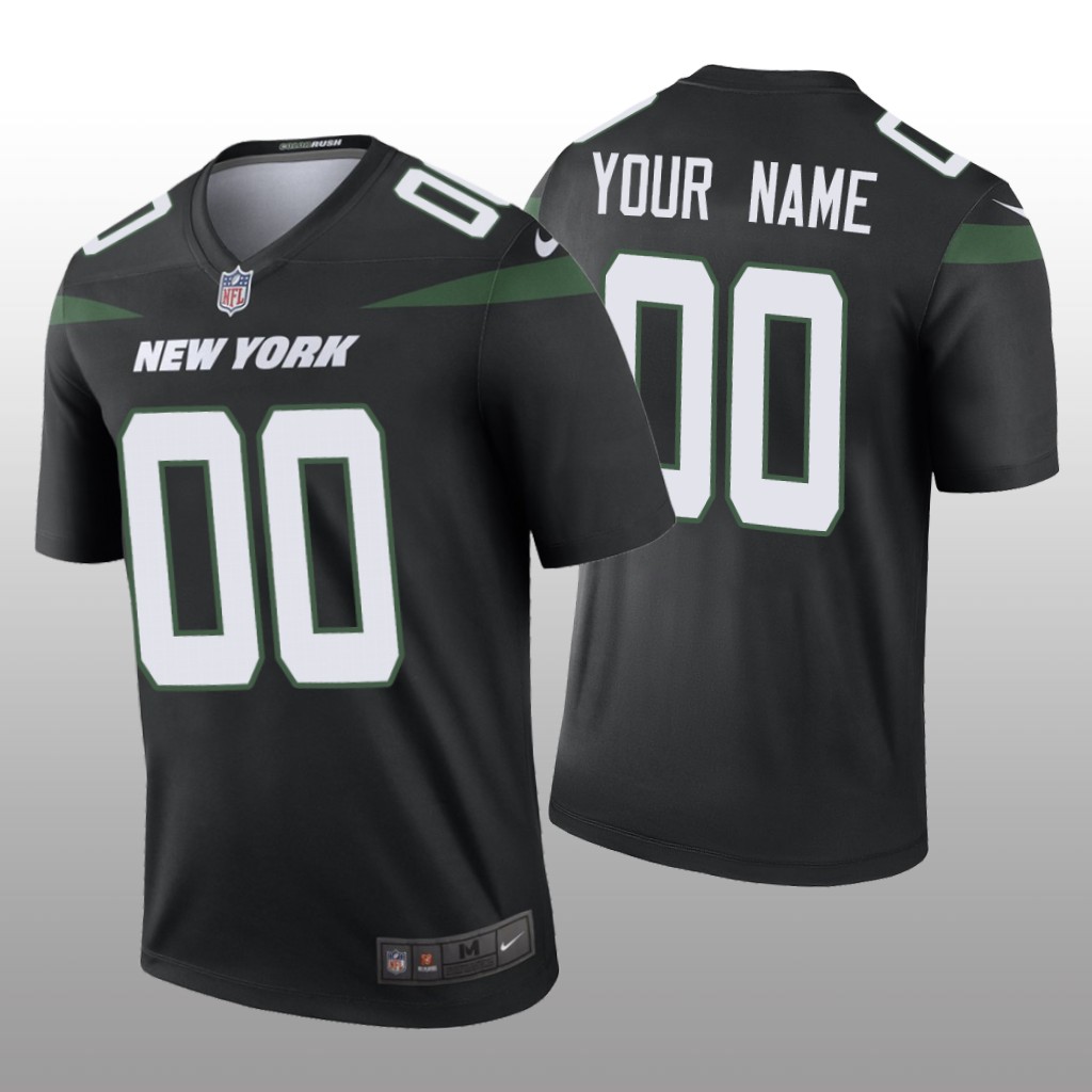 Men's Color Rush Legend Custom #00 New York Jets Black Jersey